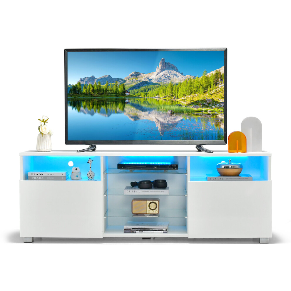 TV Stand for up to 65 Inch w/ LED Lights Doors Shelves Storage Cabinet