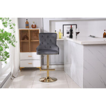 (Dark Grey, Single Stool) Luxury Velvet Bar Stools With Lion Knocker Back Rest Padded Breakfast Bar Stools