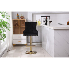 (Black, Single Stool) Luxury Velvet Bar Stools With Lion Knocker Back Rest Padded Breakfast Bar Stools