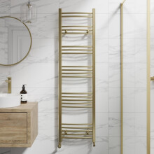 DuraTherm Curved Heated Towel Rail Brushed Brass - 1600 x 450mm