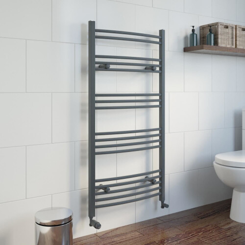 DuraTherm Curved Heated Towel Rail Anthracite - 1200 x 600mm 1