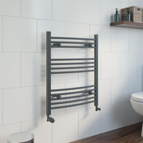 DuraTherm Curved Heated Towel Rail Anthracite - 750 x 600mm 1