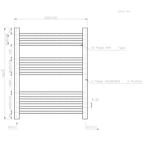DuraTherm Curved Heated Towel Rail Chrome - 750 x 600mm 2