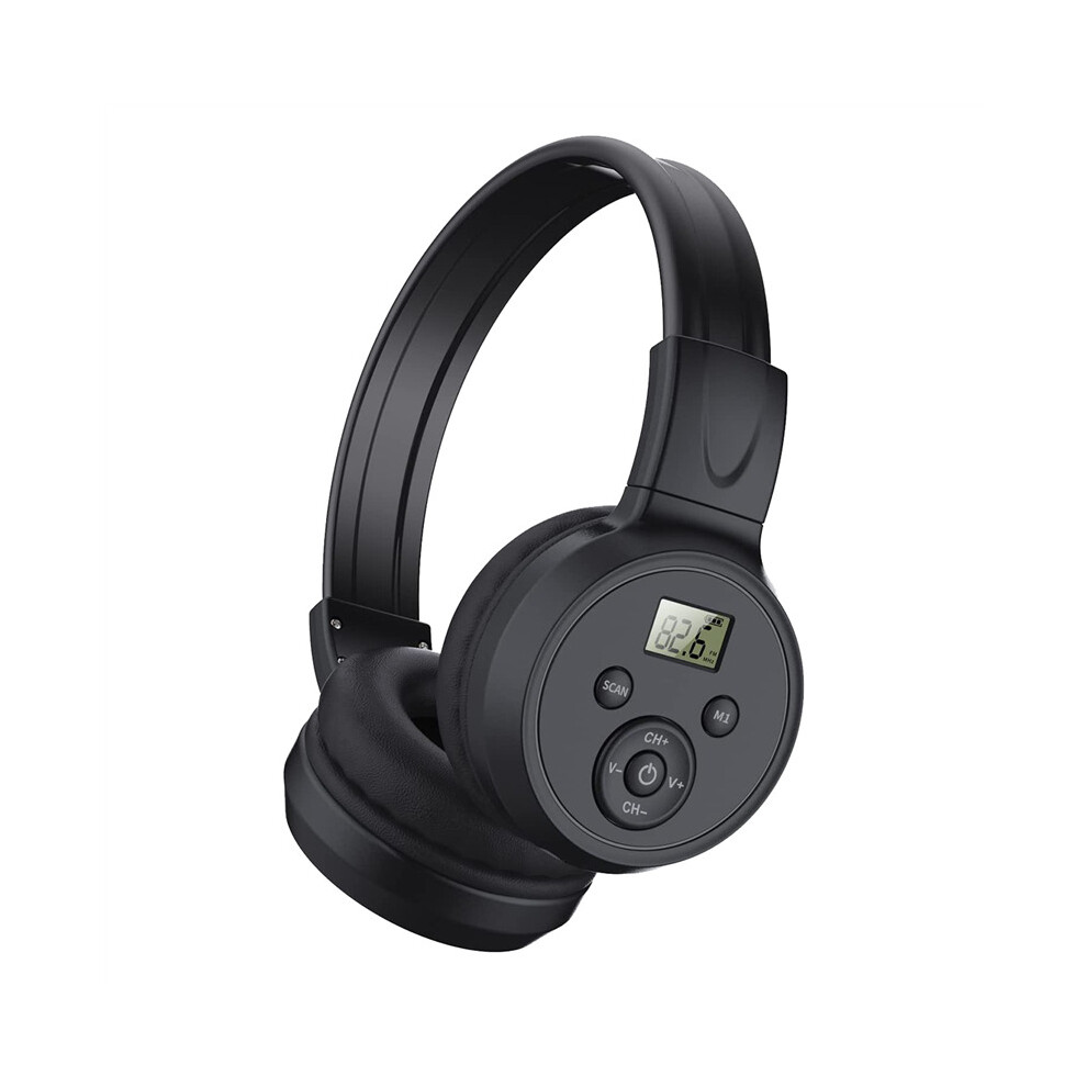 Portable Wireless FM Radio Headphones , Rechargeable FM Radio Headset Receiver for Meeting, Daily Works, Hiking, Jogging