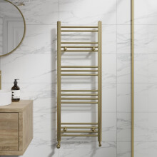 DuraTherm Heated Towel Rail Brushed Brass 1200 x 450mm Flat