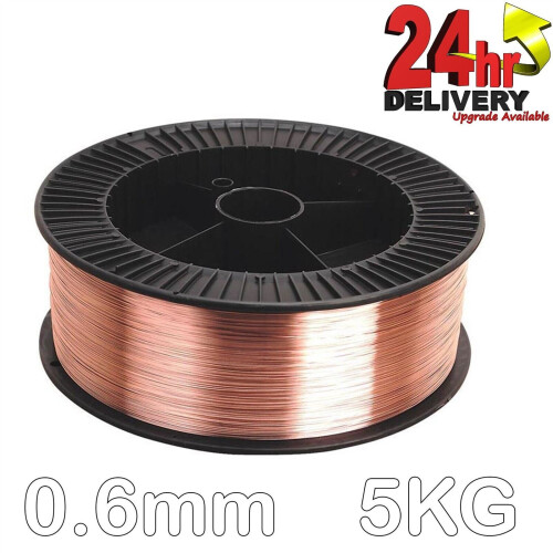 Mild Steel MIG Wire 0.6mm 5kg Spool Precision Layer Wound Copper Coated