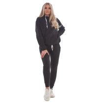 (Black, S) Ladies Tracksuits & Sets Plain Hooded Slim Fit Activewear Sweatshirts Joggers