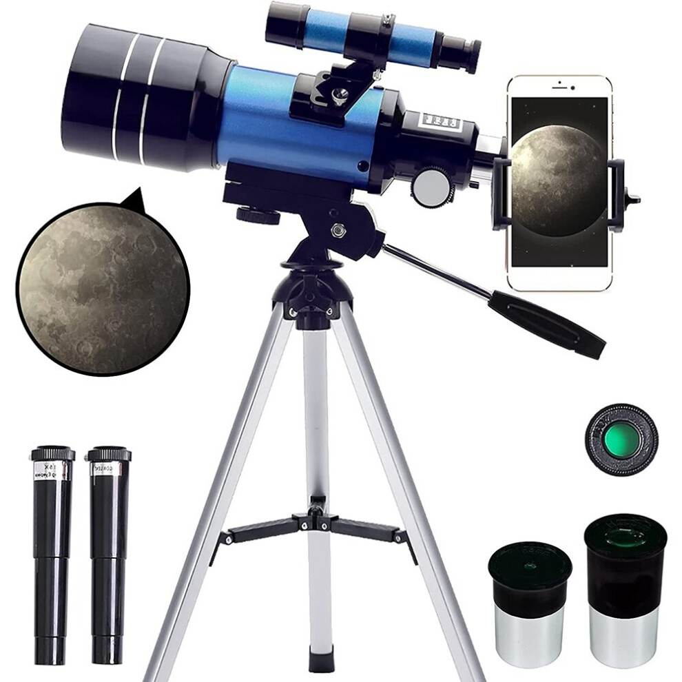 Telescope for Adults & Kids,70mm (15X-150X) Portable Refractor Telescopes for Beginners, 300mm Travel Telescope