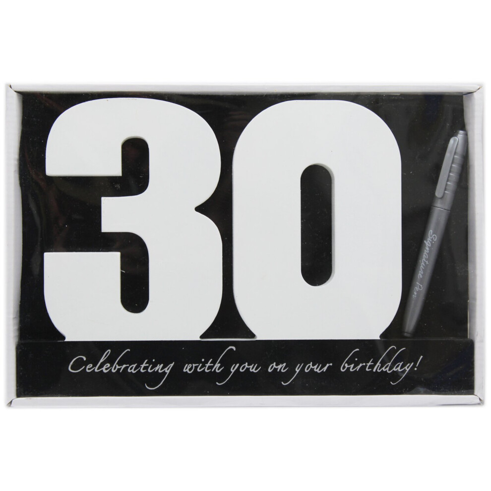 Wooden Birthday Signature Plaque ~ Happy 30th Birthday Gift