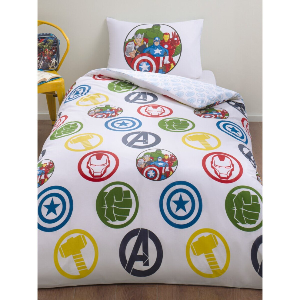 Marvel Avengers Logo 100% Cotton Single Duvet Cover Set