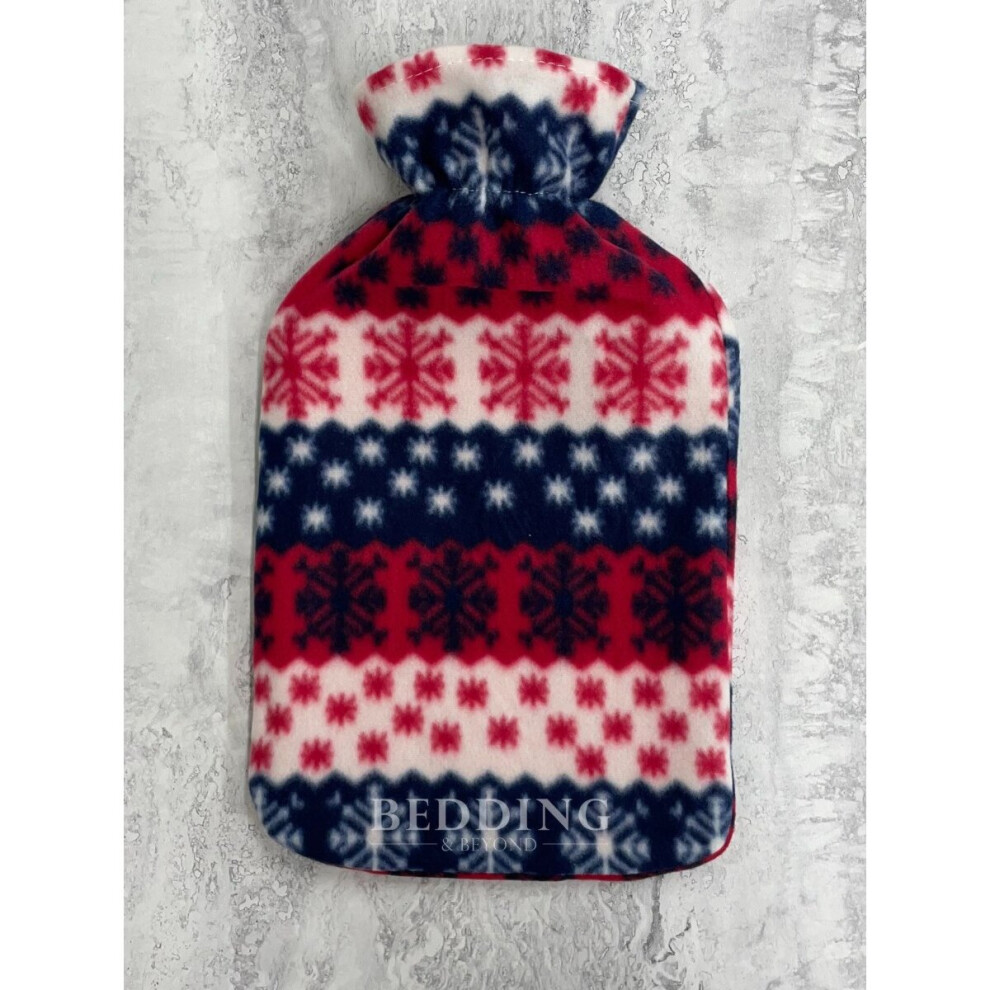 Red and Blue Nordic Fleece Hot Water Bottle