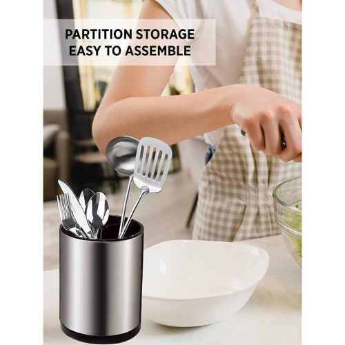 Deluxe Stainless Steel Rotating Utensil Holder 2
