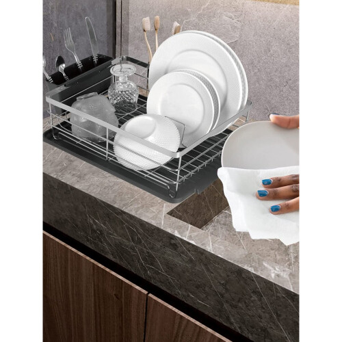 Kitchen Dish Rack Drainer with Cutlery Holder 1
