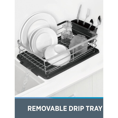 Kitchen Dish Rack Drainer with Cutlery Holder 2