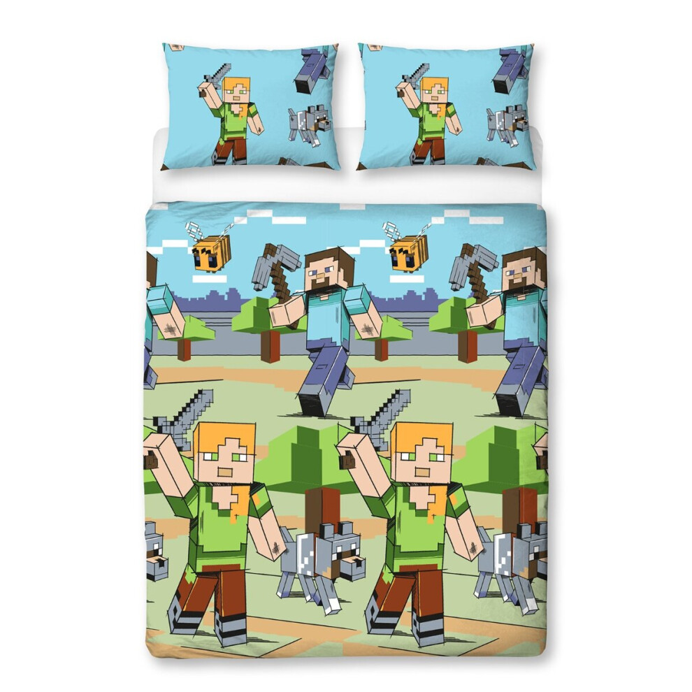 (Single) Minecraft Adventure Duvet Cover and Pillowcase Set