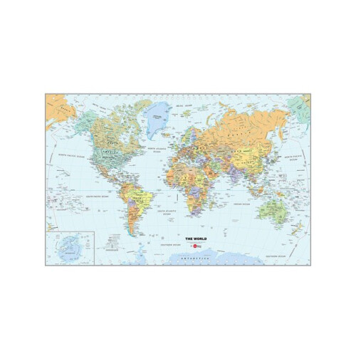 Wallpops Self Adhesive Laminated World Map with Dry Erase Pen