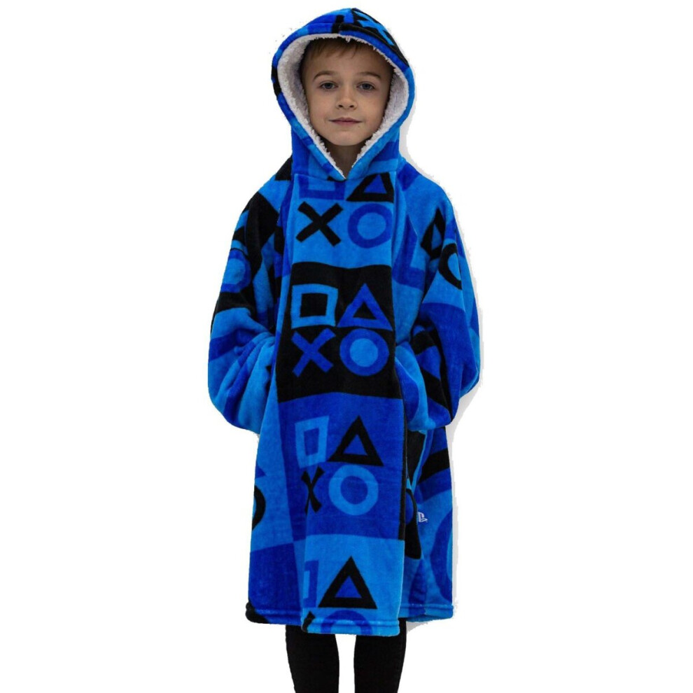 Playstation Check Wearable Hooded Fleece Blanket - Kids