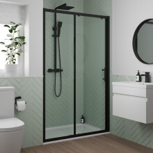 Luxura Sliding Shower Door 1000mm - 6mm Black