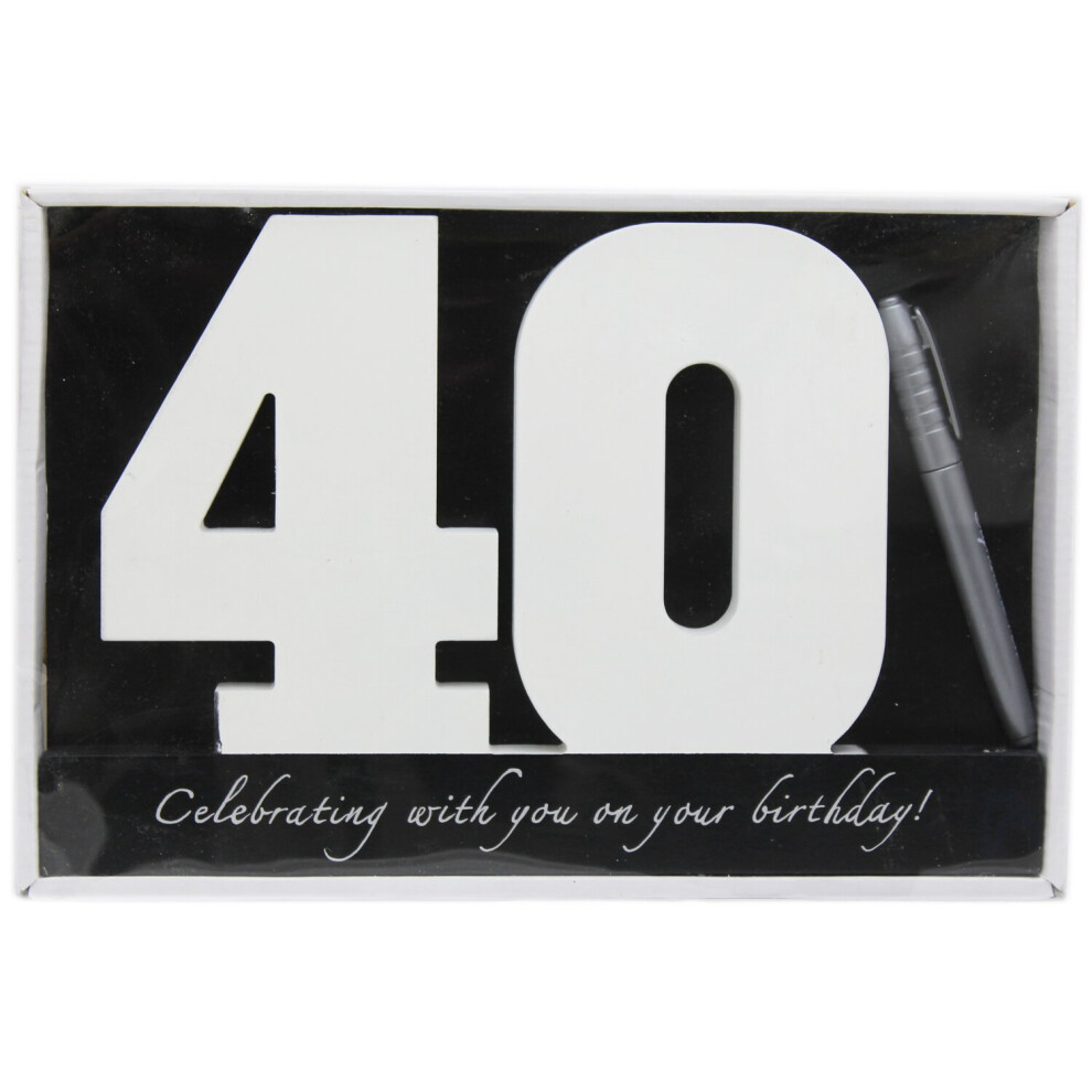 Wooden Birthday Signature Plaque ~ Happy 40th Birthday Gift