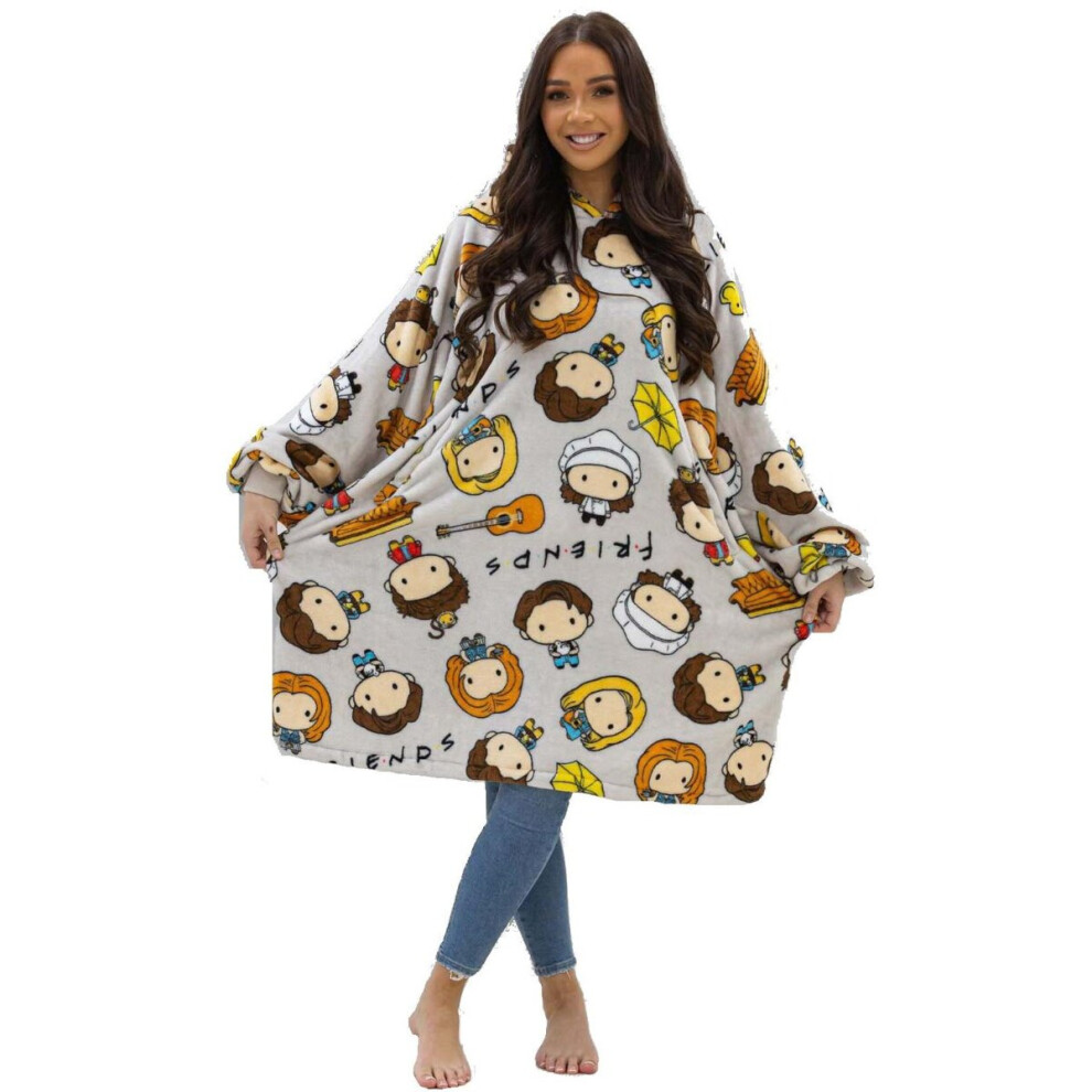 Friends Group Wearable Hooded Fleece Blanket - Adult, Large