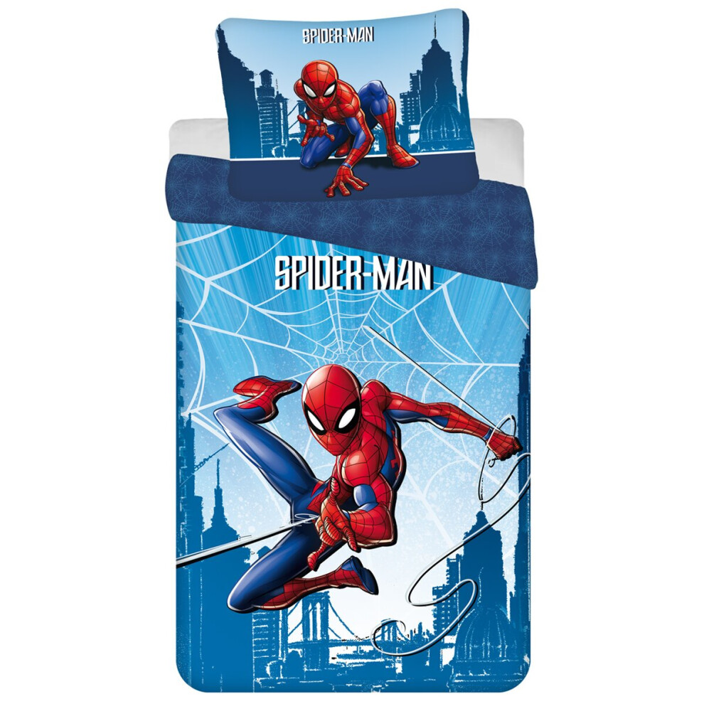 Spiderman Blue 100% Cotton Single Duvet Cover Set - European Size