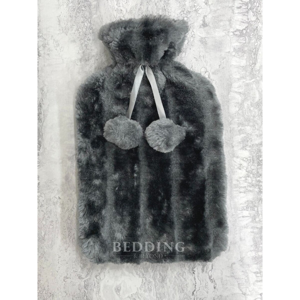 Grey Faux Fur Hot Water Bottle