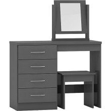 Nevada 4 Drawer Dressing Table Set - 3D Effect Grey