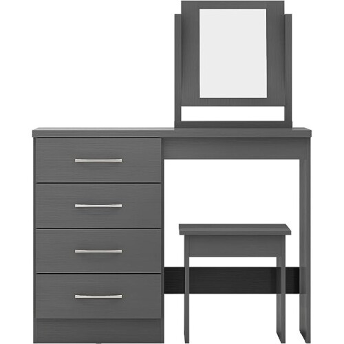 Nevada 4 Drawer Dressing Table Set - 3D Effect Grey 1
