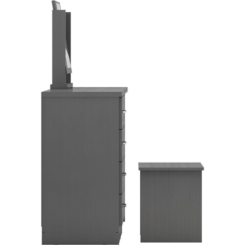Nevada 4 Drawer Dressing Table Set - 3D Effect Grey 2