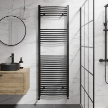 DuraTherm Curved Heated Towel Rail Matt Black - 1800 x 600mm