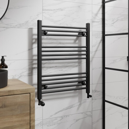 DuraTherm Heated Towel Rail Matt Black 750 x 600mm Flat 2