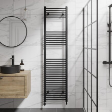 DuraTherm Heated Towel Rail Matt Black 1800 x 450mm Flat