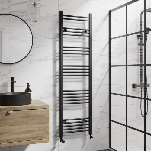 DuraTherm Heated Towel Rail Matt Black 1600 x 450mm Flat 1