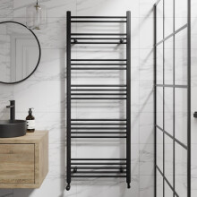 DuraTherm Heated Towel Rail Matt Black 1600 x 600mm Flat