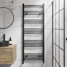 DuraTherm Curved Heated Towel Rail Matt Black - 1600 x 600mm