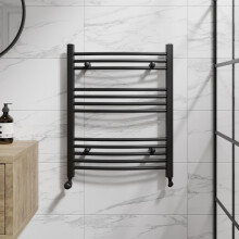 DuraTherm Curved Heated Towel Rail Matt Black - 750 x 600mm