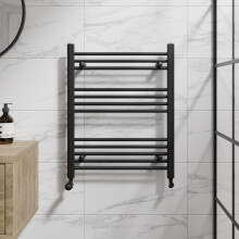 DuraTherm Heated Towel Rail Matt Black 750 x 600mm Flat