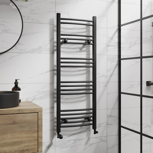 DuraTherm Curved Heated Towel Rail Matt Black - 1200 x 450mm 2