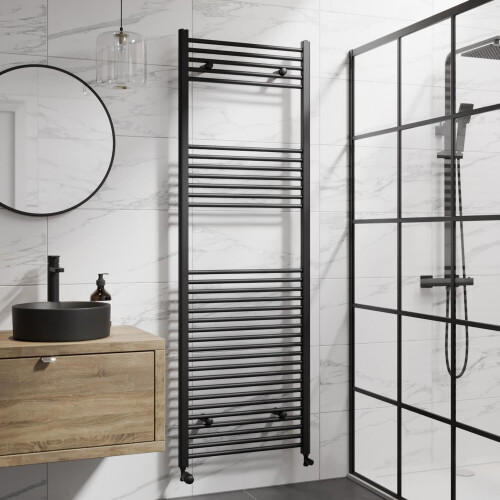 DuraTherm Heated Towel Rail Matt Black 1800 x 600mm Flat 2