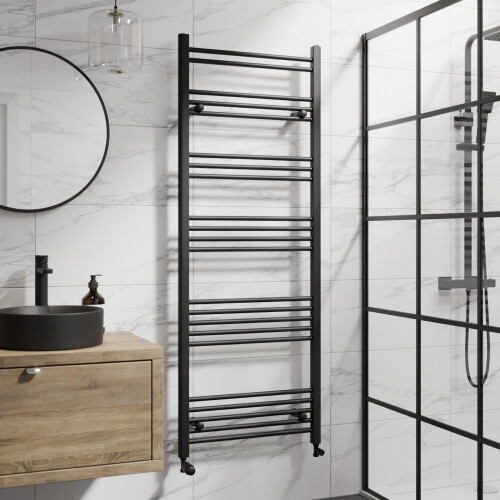DuraTherm Heated Towel Rail Matt Black 1600 x 600mm Flat 1