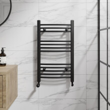 DuraTherm Curved Heated Towel Rail Matt Black - 750 x 450mm