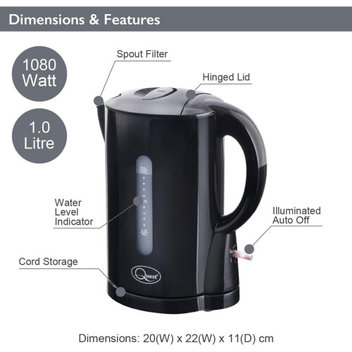 1 Litter Kettle Compact Design Spout Filter Water Level Indicator BPA 2