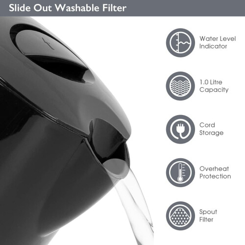 1 Litter Kettle Compact Design Spout Filter Water Level Indicator BPA 1