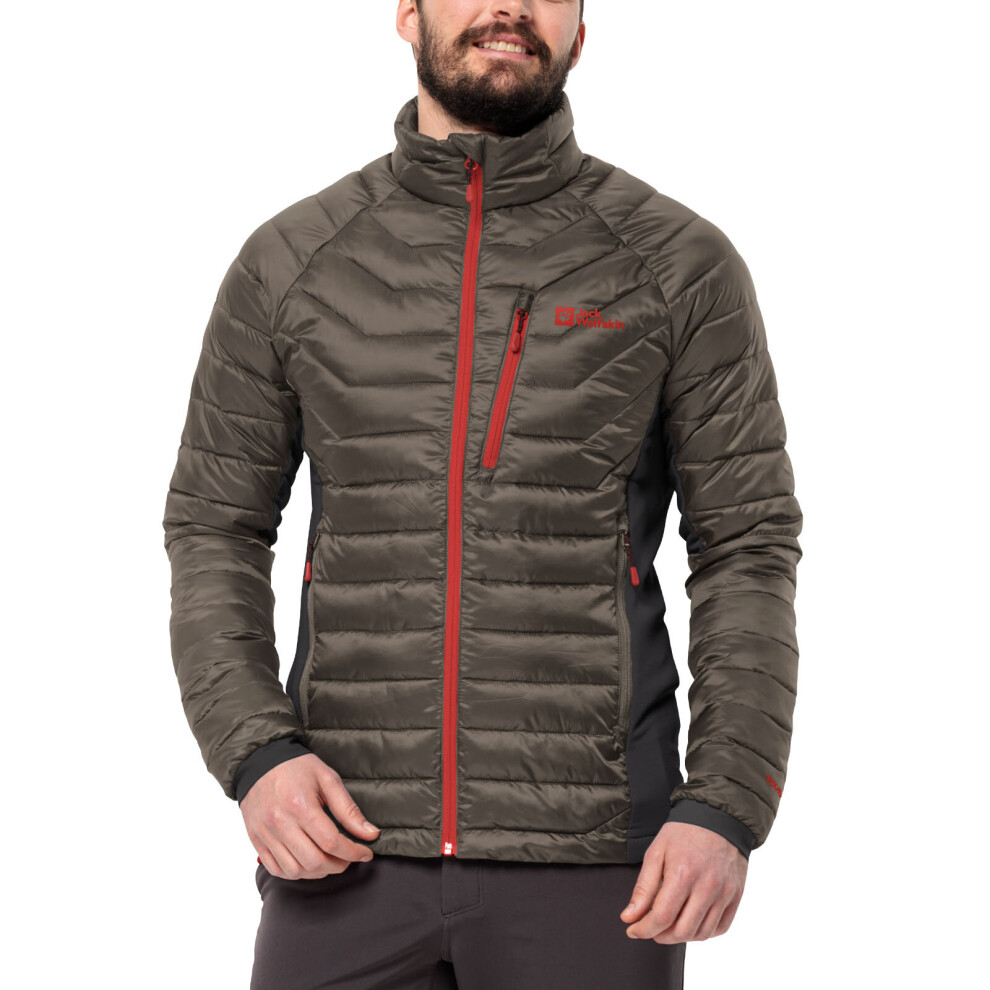 (S, Cold Coffee) Jack Wolfskin Mens Routeburn Pro Insulated Softshell Down Jacket - Cold Coffee