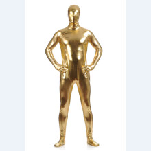 (Gold, M(Tag M=US XS)) Turtleneck Unitard Man Spandex Bodysuit Skin Tight Suit Party Cosplay Costume