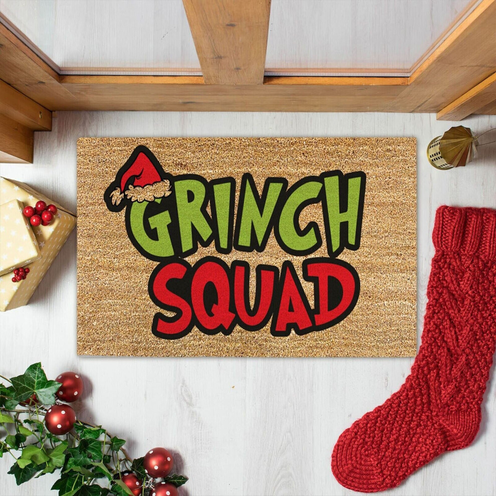 (E) Merry Christmas Grinch Carpet Rug Non-Slip Floor Mats Christmas Decor Door Mat