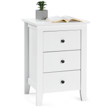 3 Drawers Bedside Table Wooden Nightstand Multi-Functional End Table