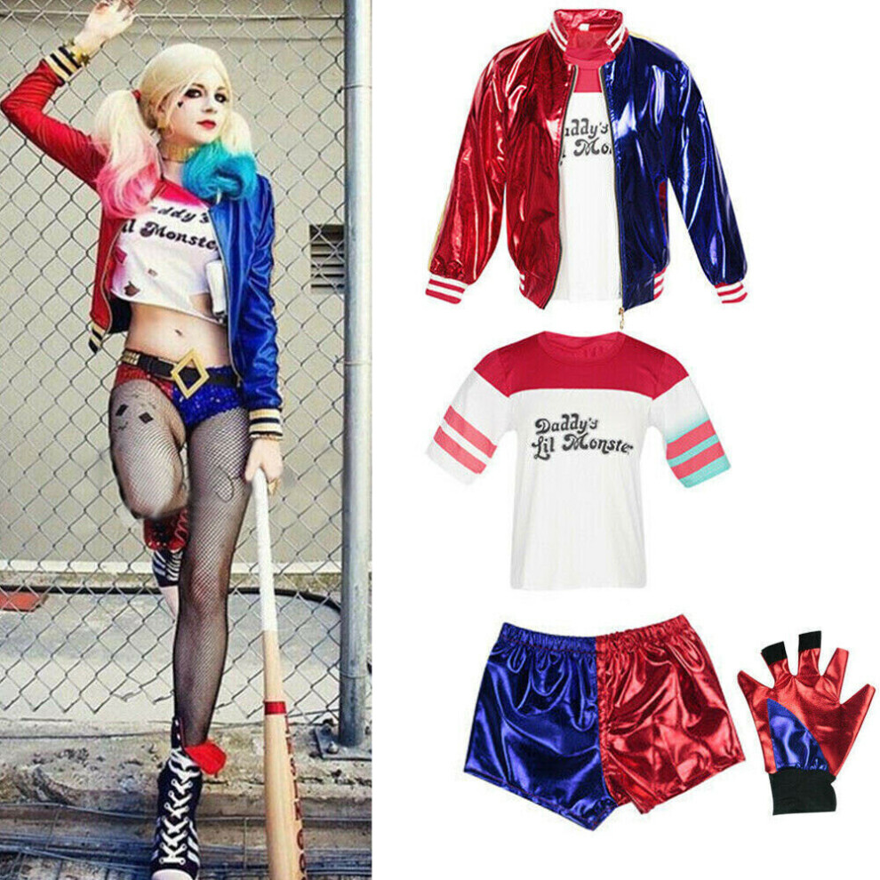 (S) Adult Women Harley Quinn Suicide Squad Costume Halloween Cosplay Fancy Dress