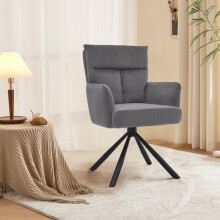 (Grey) Frosted Velvet Upholstered Swivel Accent Armchair