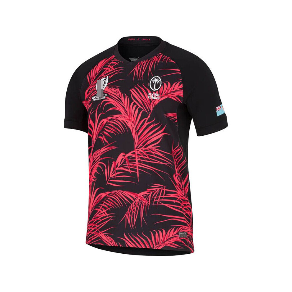 (black red, 4XL) High Quality 2023 World Cup Fiji Short Sleeve Rugby T-Shirt 